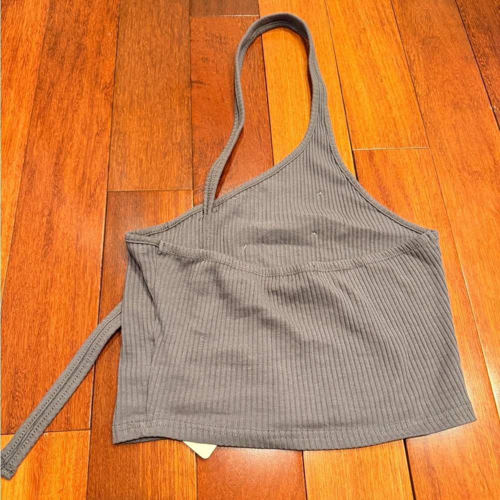 Gray Ribbed Halter Top - Picture 2 of 2
